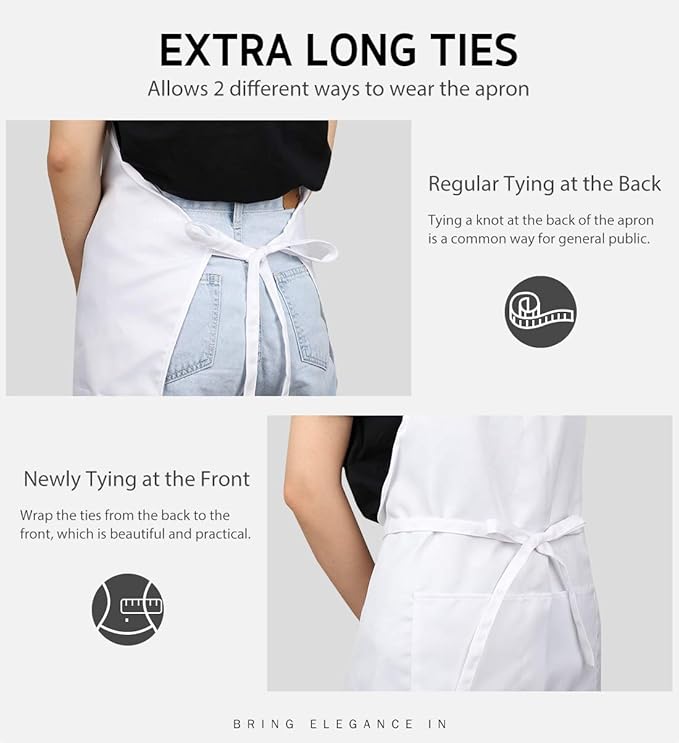 Syntus 12 Pack Bib Apron, Unisex Aprons Adjustable Waterdrop Resistant - Image 6