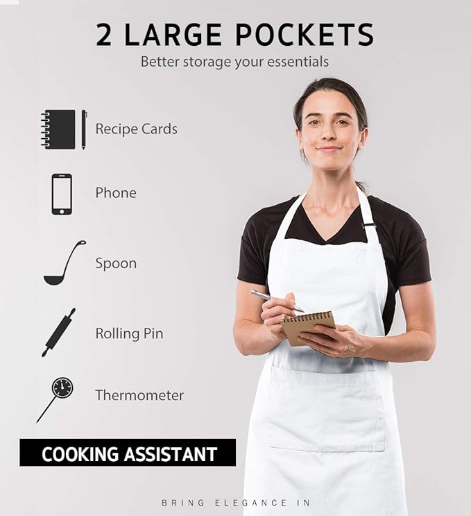 Syntus 12 Pack Bib Apron, Unisex Aprons Adjustable Waterdrop Resistant - Image 4