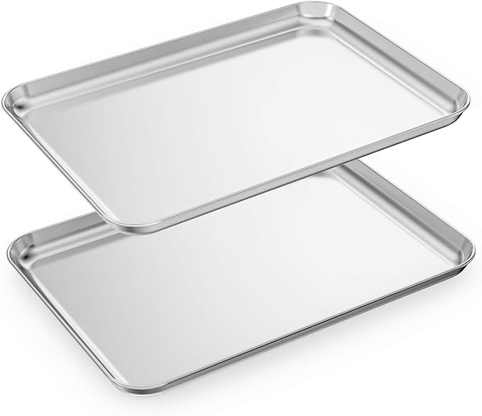 Baking Sheets Set of 2, HKJ Chef Cookie Sheets 2 Pieces Stainless Steel Baking by HKJ+Chef