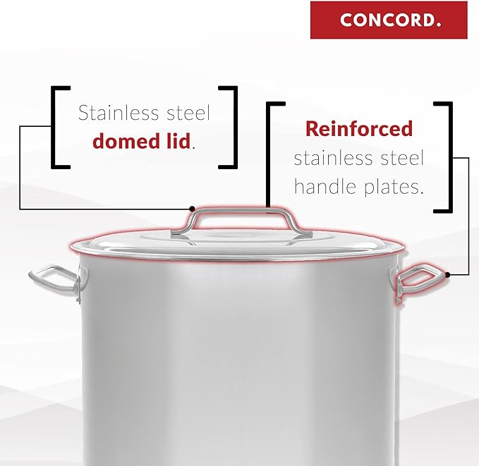 Concord 30 Quart Stainless Steel Stock Pot Cookware - Image 7