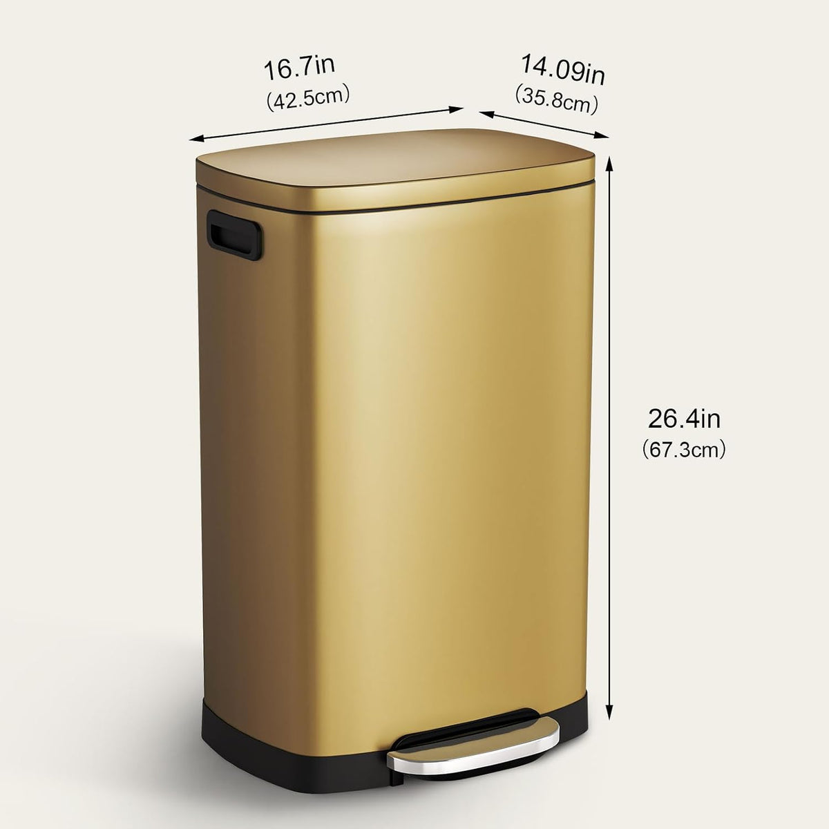 Kitchen Trash Can with Lid 13 Gal Stainless Steel Pedal Garbage Can