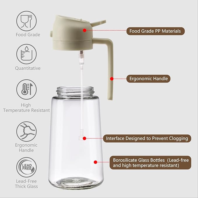 SWEET VIEW Oil Sprayer for Cooking, 16oz/470ml Glass Oil Dispenser/Pour Bottle - Image 5