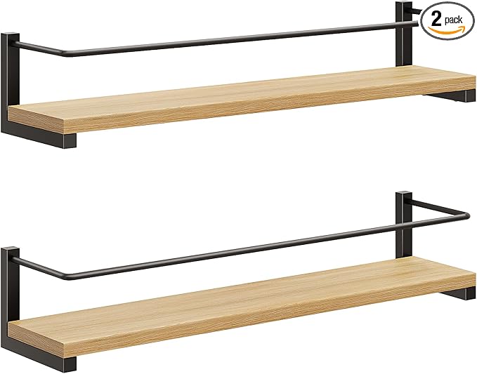 OROPY Spice Rack Wall Mounted, Rustic Wood Hanging Rack by OROPY