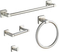 Brushed Nickel Bathroom Hardware Set 4 Pieces, Towel Bar Set Stainless Steel by bluebyrne