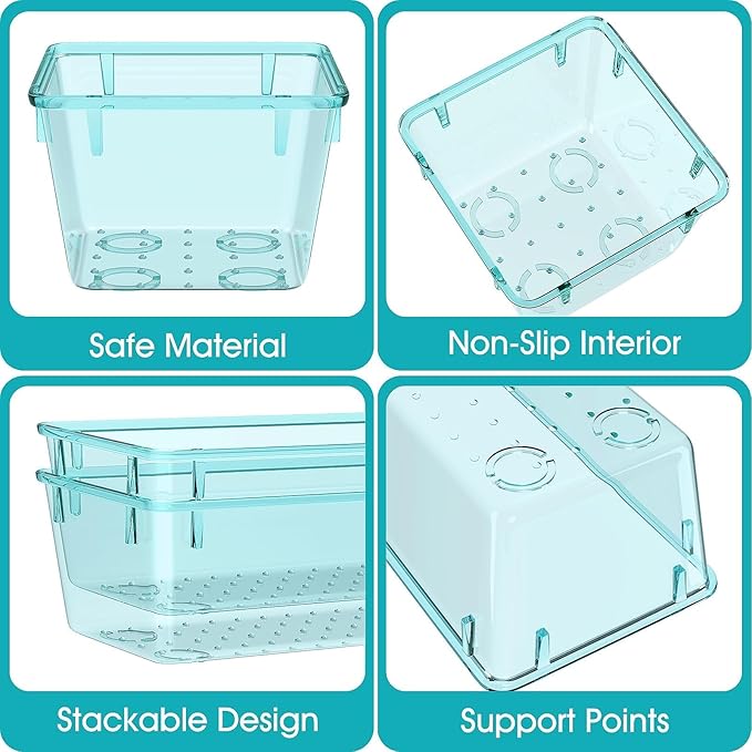 StorMiracle 7 PCS Clear Plastic Drawer Organizers Set, 4 Size Desk Drawer - Image 3