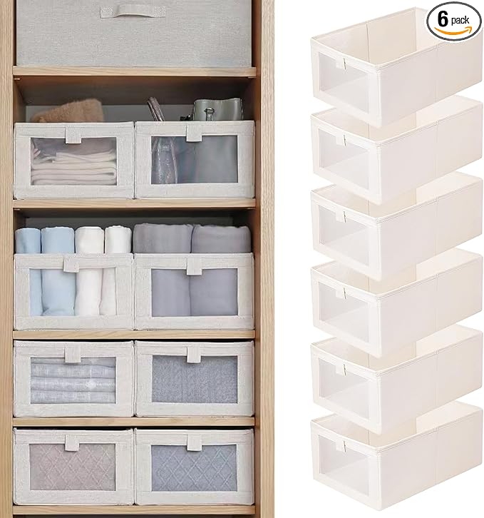 Linen Closet Organizers And Storage, 6 Pack Closet Storage Bins Linen Closet by Pradnel