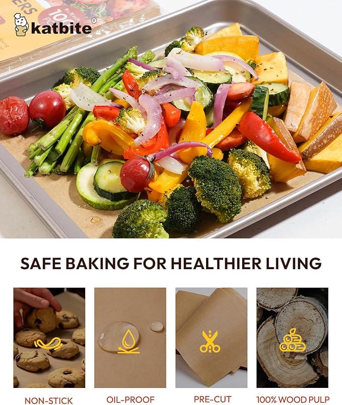 Katbite Air Fryer Disposable Paper Liners 200 Pcs, 9x11 Inch, Oil Resistant & - Image 3