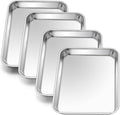 E-far 4 Pack Toaster Oven Trays, 9.4”x7.3” Stainless Steel Small Baking Cookie by E-far