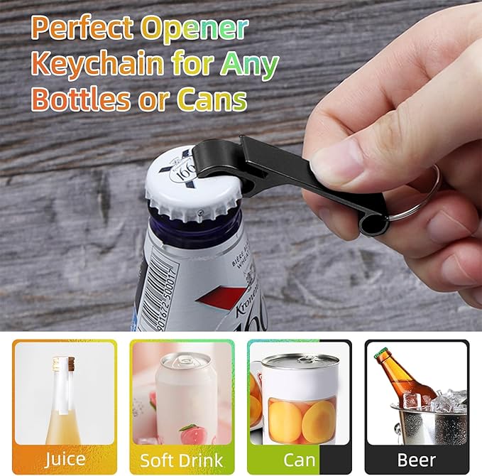400 Pack Black Metal Bottle Opener Keychains Bulk, Tiny Beverage Opener Party - Image 4