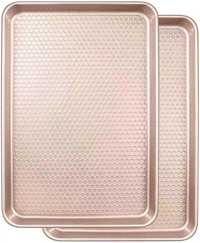 Wildone 2 Pack Half Sheet Baking Pans, Honeycomb Embossed Nonstick Baking Sheet by Wildone