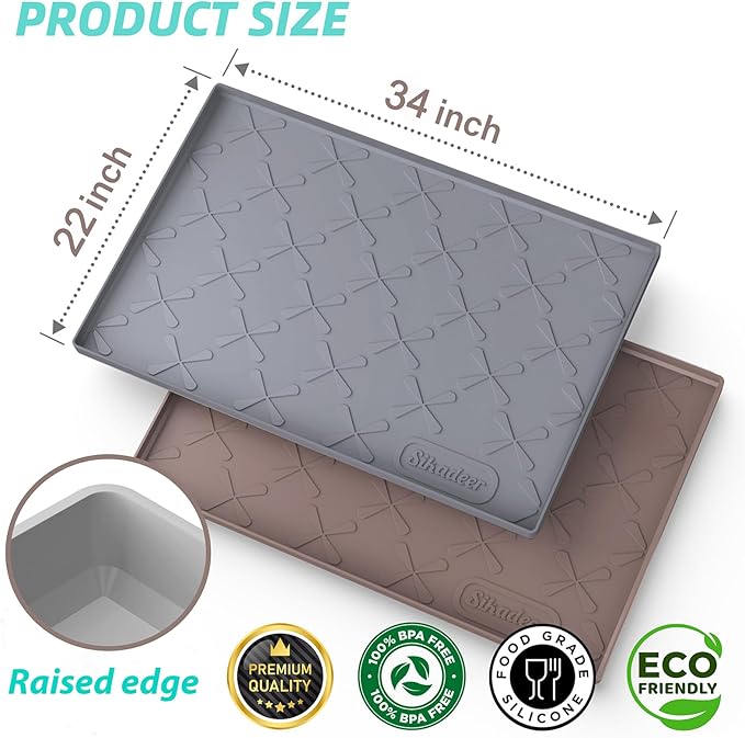 SIKADEER Under Sink Mat Waterproof 34" x 22", Silicone Mat Kitchen Drawer Shelf - Image 3