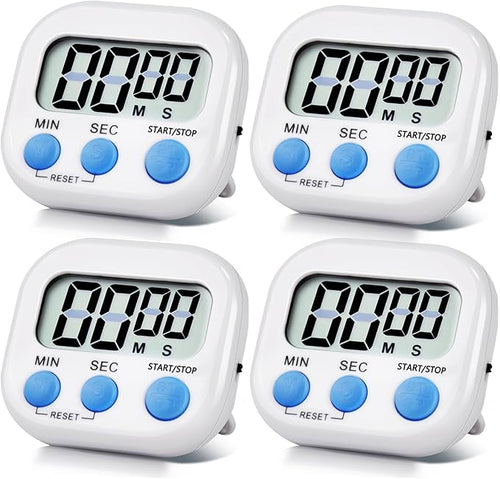 4 Pack White Digital Kitchen Timer Magnetic Digital Timer by Unknown