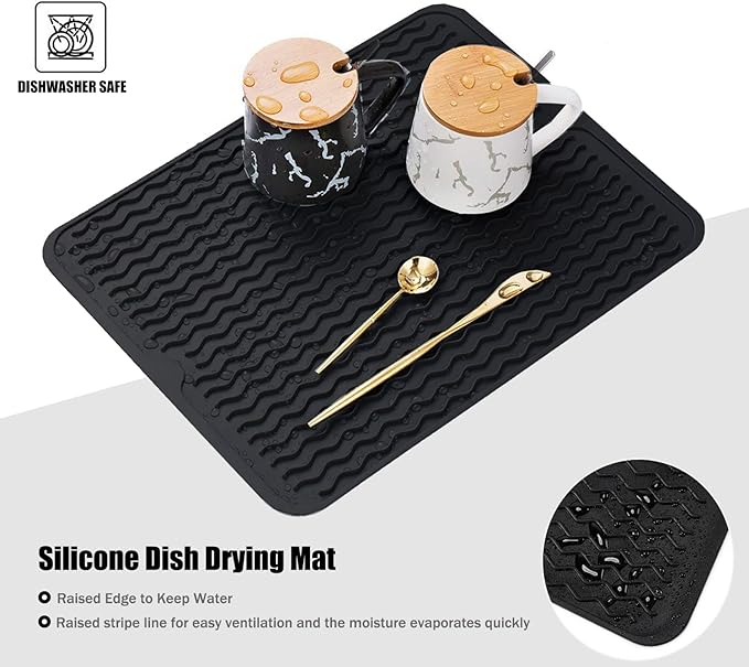 Large 24" x 18" Silicone Dish Drying Mat - Image 3