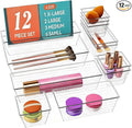 DCA 12 Pack Clear Drawer Organizer, 4 Sizes Makeup organizer, Vanity Organizer by DCA