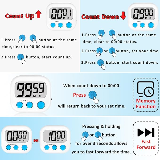 ZILLEEN 6 Pack Kitchen Timers for Cooking Digital Classroom Timers for Teachers - Image 9