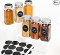 6Pcs Spice Jars with Label, 4oz Empty Square Seasoning Containers, Spice Jars by DIDITIME
