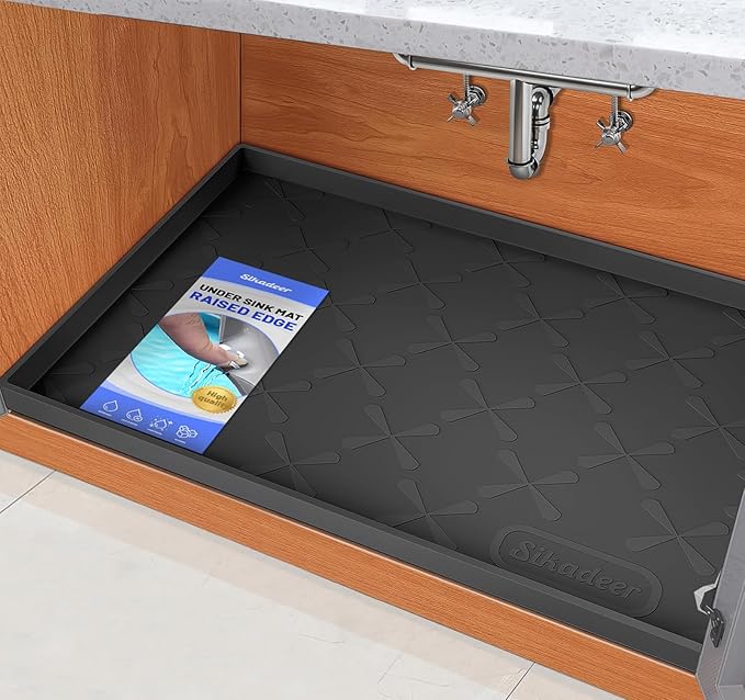 SIKADEER 25" x 19" Under Sink Mat Waterproof, Silicone Mat Kitchen Drawer Shelf by SIKADEER