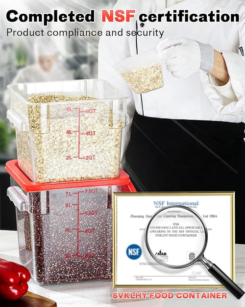 2QT4QT NSF Food Storage Containers: 6PCS Commercial Clear Food Storage - Image 2