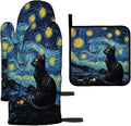LOKMU Oven Mitts and Pot Holders Set of 3, Starry Night and Black Cat Heat by LOKMU