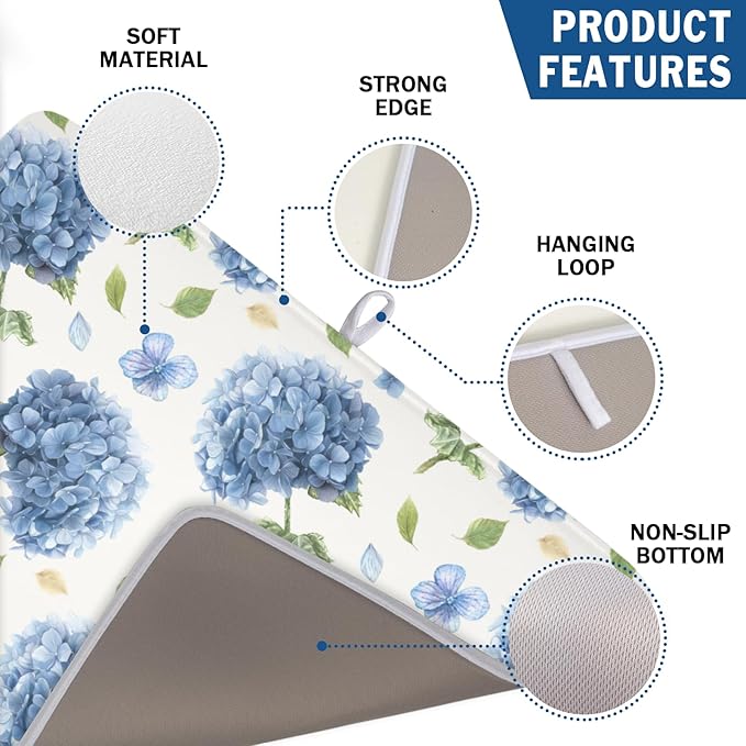 Spring Summer Hydrangea Dish Drying Mat - Image 3