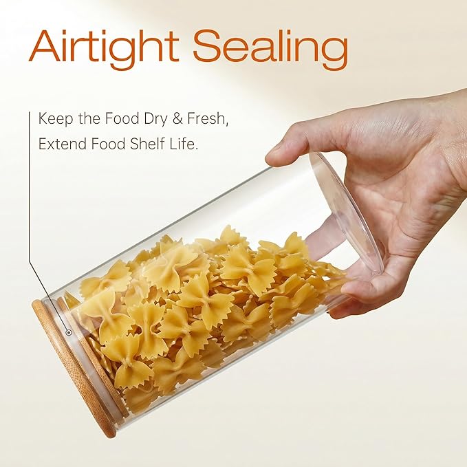 32oz - 4 Pack Glass Jars with Bamboo Lids, Glass Pantry Storage Containers with - Image 5