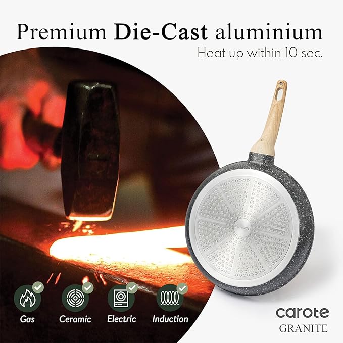 CAROTE Non Stick Frying Pan Skillet, Nonstick Granite Fry Pan - Image 7