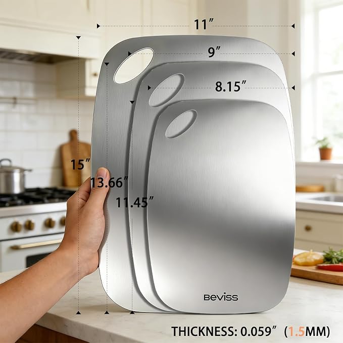 Real 100% Pure Titanium Cutting Board Non-Toxic Set of 3 - Image 7