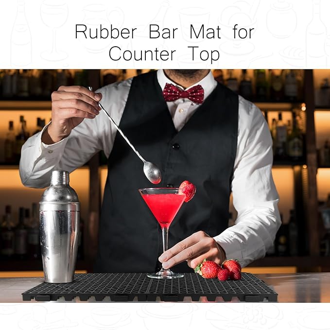 Tioncy 8 Pcs Bar Countertop Supplies Interlocking Mats 12 x 12 Inch Rubber - Image 5