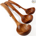 3Pcs Wooden Ladle for Soup, 3Size Natural Teak Wooden Cooking Spoons, Wood Soup by NAYAHOSE