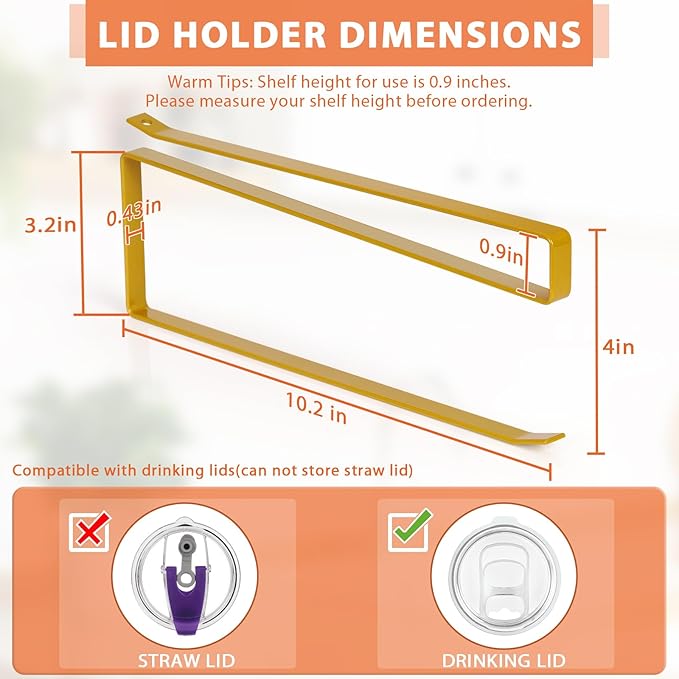 2 Pack Tumbler Lid Organizer, Horizontal Tumbler Lid Storage Hook to Hold Up 20 - Image 3