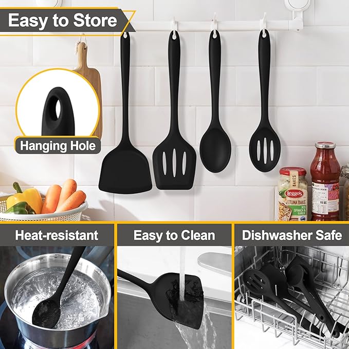 P&P CHEF Kitchen Utensil Set, 4 Pieces Non-stick Silicone Cooking Utensils - Image 7