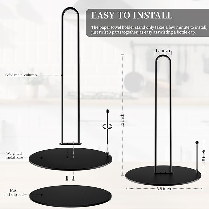 20Pack Paper Towel Holder, Bulk Black Paper Towel Holder Stand Countertop - Image 2