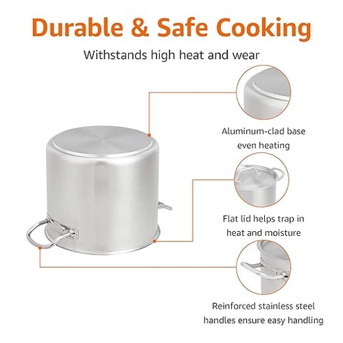 Amazon Basics 12 Quarts Stainless Steel Aluminum-Clad Stock Pot - Image 2