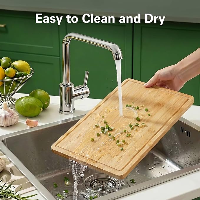 Zarler Bamboo Cutting Boards for Kitchen, 4 Piece Durable Wood Cutting Board - Image 5