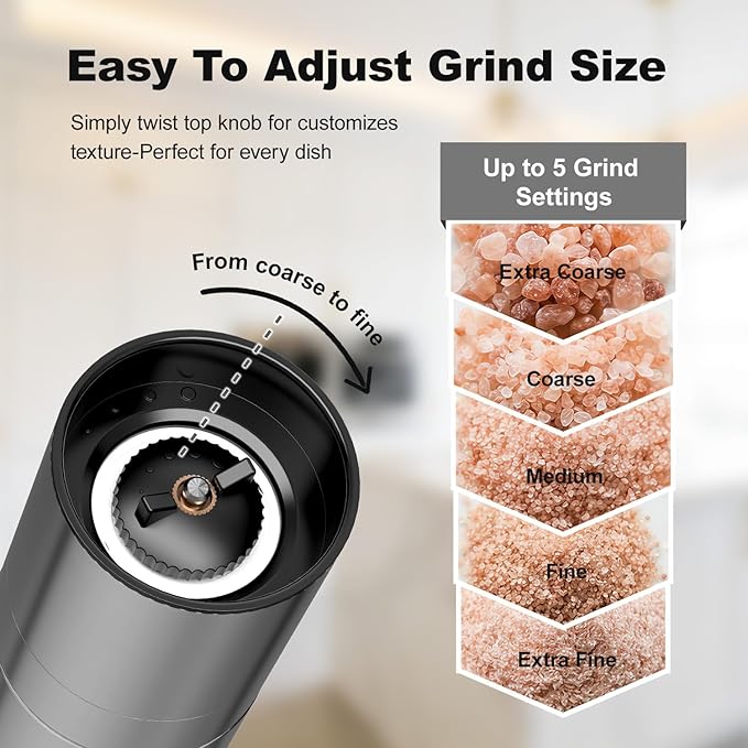 Aelga Salt Grinder with Silicone Funnel - 4oz Glass Manual Mills with - Image 3