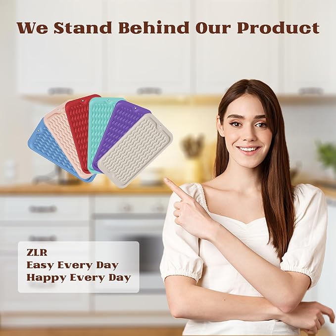 ZLR Silicone Dish Drying Mat for Kitchen Counter, Eco-Friendly Fast Dry Dish Mat - Image 7