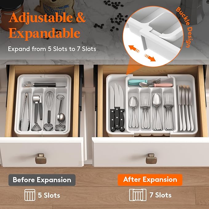 Lifewit Silverware Drawer Organizer, Expandable Utensil Tray - Image 2