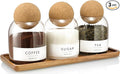 Glass Jars with Cork Lids, 3 Pack Small Decorative Jars with Acacia Tray by GENSTEUO