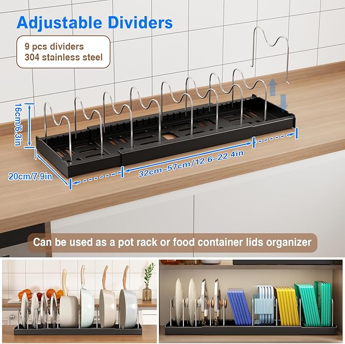 Mustorn Pots and Pans Organizer Under Cabinet - Image 2