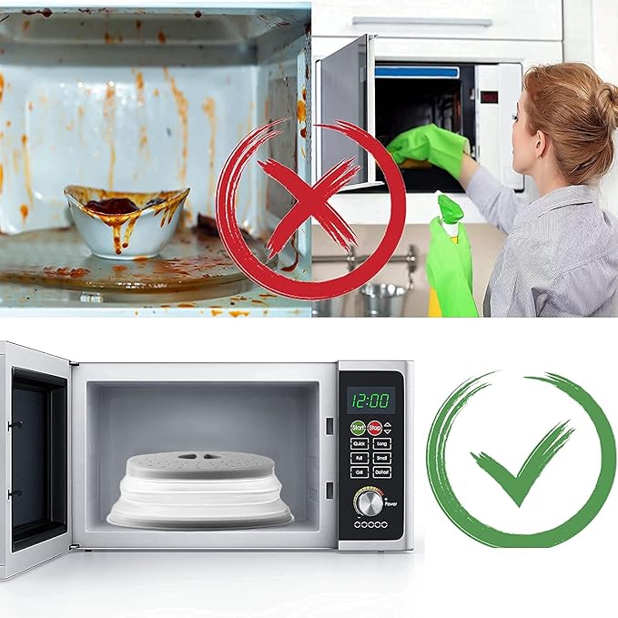 Collapsible Microwave Cover for Food Microwave Splatter Cover Fruit Drainer - Image 2