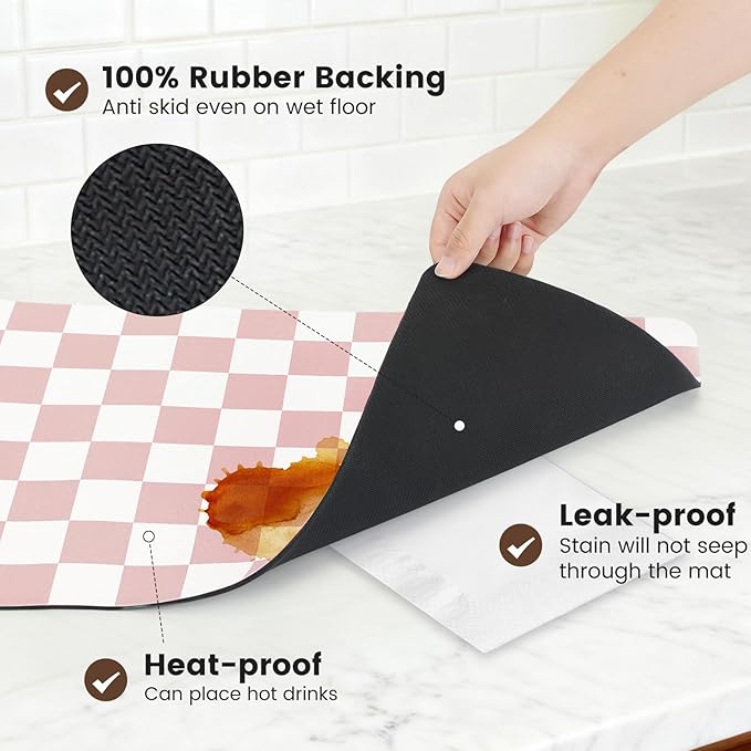 16" x 24" Checkered Dish Drying Mat - Image 4