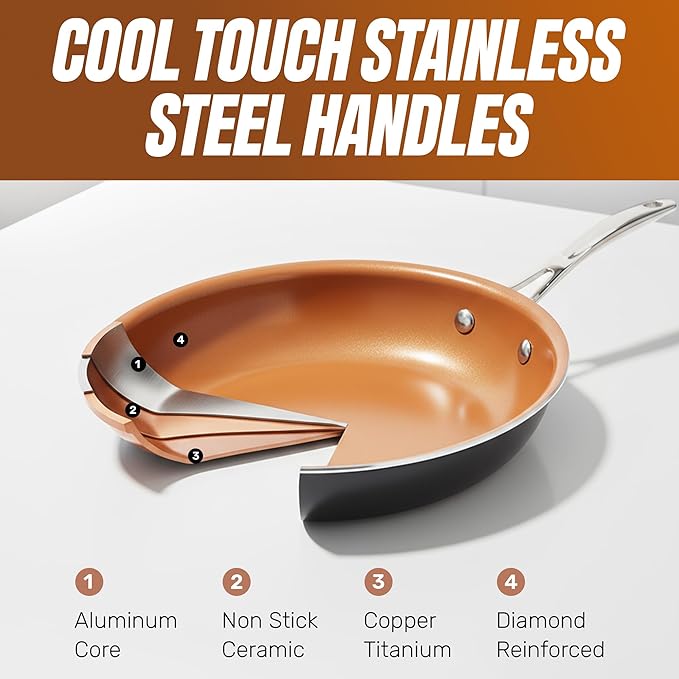 GOTHAM STEEL 15 Pc Ceramic Cookware Set, Ceramic Pots and Pans Set Non Stick - Image 6