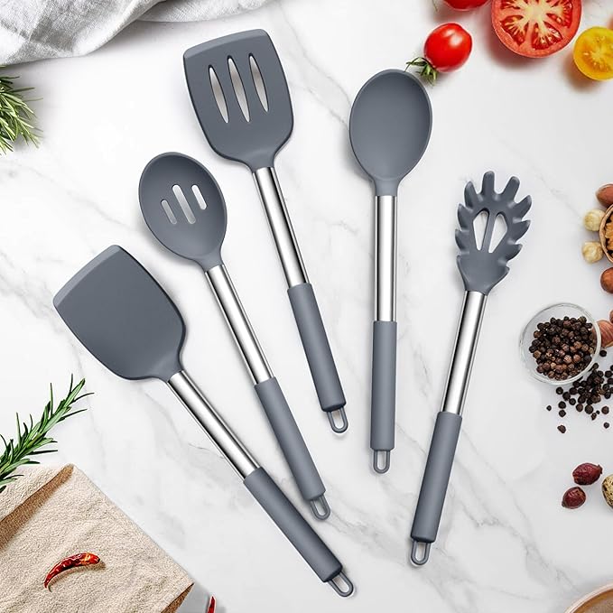TeamFar Silicone Cooking Utensils Set, Turner/Spoon/Pasta Server - Image 7