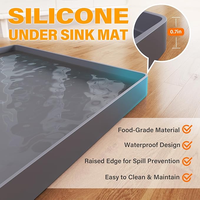 FLATO Waterproof Under Sink Mat 37" x 19" Shelf Liner - Image 2