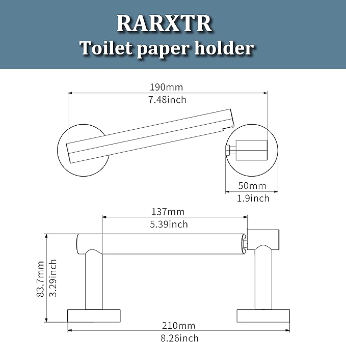 RARXTR Polished Finish Toilet Paper Holder SUS304 Stainless Steel Double Post - Image 6