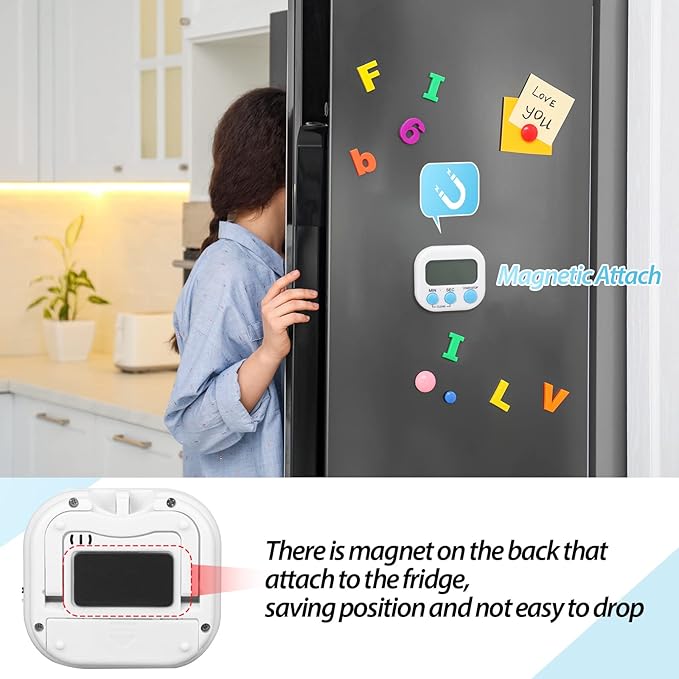 Weewooday 2 Pcs Digital Kitchen Timer Magnetic Timer Bulk On/Off Switch Minute - Image 5
