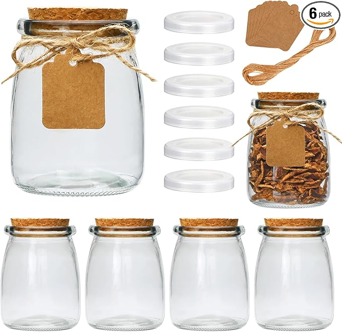 Brajttt Mini Yogurt Jars 6 Pack, 7 oz Glass Favor Jars by Brajttt