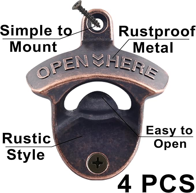 Aged Style Wall Mounted Bottle Opener, Stainless Table Mount Cola Opener - Image 2