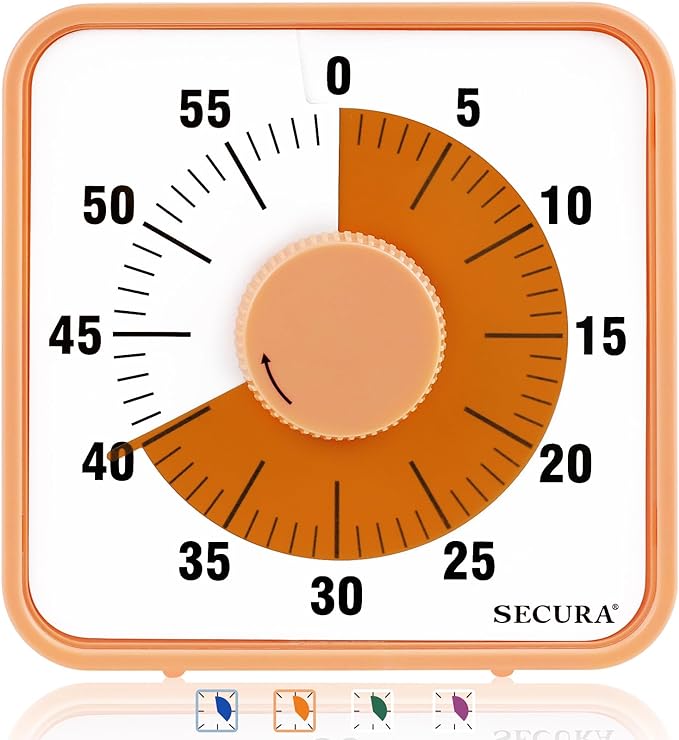 Secura 7.5 Inch Visual Timer, 60 Minute Oversize Countdown Visual Timer by Secura