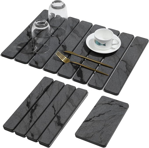 2 PCS Stone Dish Drying Mat for Kitchen Counter, Quick Dry Stone Dishes Mats by linidcoudhome